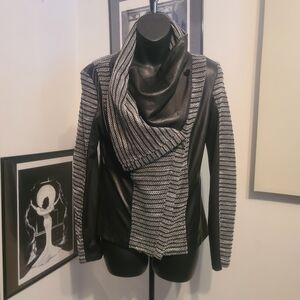 Jessica Simpson Black and Gray Cowl Neck Jacket